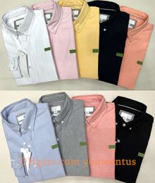 Mens casual shirts spring and autumn high quality business classic Fashion long Sleeve Shirt solid Colour alligator embroidery badge decoration blouse plus size9