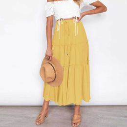 Skirts Women Chiffon Pleated Skirt Large Hem High Waist Elastic Patchwork Cake A-line Skirt Boho Swing Beach Vintage Long Maxi Skirt Y240513