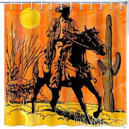 Shower Curtains Western Cowboy Curtain By Ho Me Lili Vintage Horse Winchester Tropical Cactus Succulent Desert Wilderness Sunset