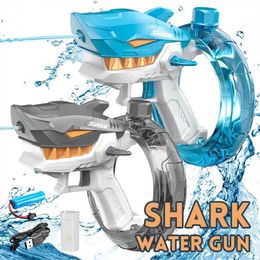 Gun Toys New Summer Electric Automatic Shark Water Cannon Portable Childrens Beach Outdoor Fighting Fantasy Shooting Game Childrens ToysL2405