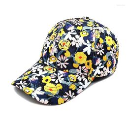 Ball Caps Polyester Flower Print Casquette Baseball Cap Adjustable Outdoor Snapback Hats For Women 23