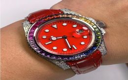 Luxury watches Top Classic Watch Candy Colour Diamond Mens Watches Automatic Mechanical 40mm Rainbow Bezel Business WristWatch leat4081353