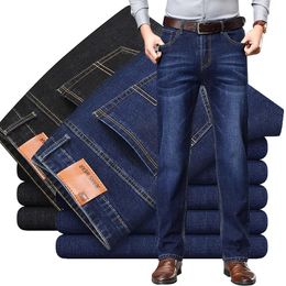 28-40 Mens Summer Thin Pants Straight Blue Jeans Slim Casual Work Pants Without Elasticity 240513