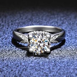 Wedding Rings 18K white gold ring round 1ct diamond mosilicon anniversary wedding Q240511