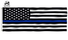 15090 Cm Subdued Thin Blue Line Stripes USA Flags Grommets Police Cops Flags Black White Blue Flags Whole DHL 9213397