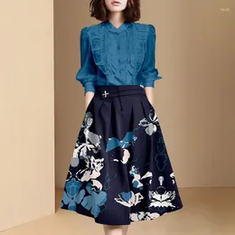 Work Dresses Spring Summer Outfits For Women 2024 Two Piece Set Fashion Office Ladies' Long Sleeved Shirt Skirt 2