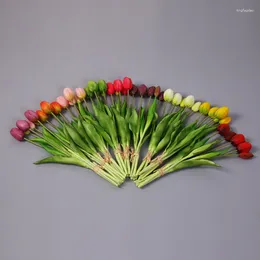 Decorative Flowers Tulip Flower Artificial Bouquet Simulation Tulips Fake For Wedding Ceremony Decor Home Garden