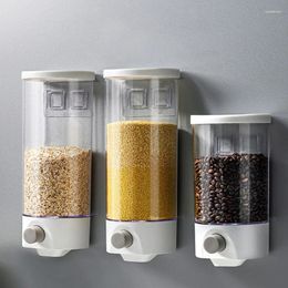 Storage Bottles KX4B Wall Mounted Automatic Rice Cereal Dispenser Plastic Transparent Grain Box Kitchen Food For Tank