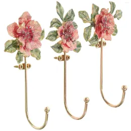 Gift Wrap 3 Pcs Robe Hooks Flower Coat Heavy Duty Hangers Hat Nordic Gold Vintage Decor Enamel Hook Unique