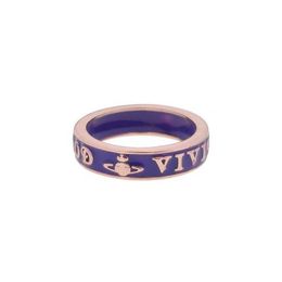 Designer Westwoods enamel letter ring simple and high-end multi-color couple straight hair Nail