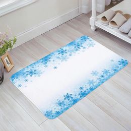 Carpets Christmas Winter Blue Snowflakes White Kitchen Doormat Bedroom Bath Floor Carpet House Hold Door Mat Area Rugs Home Decor
