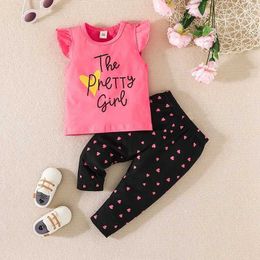 Clothing Sets Girl 6-36 Months Sleeveless Blouse and Heart Print Long Pant Summer Outfit Toddler Infant Clothing SetL2405