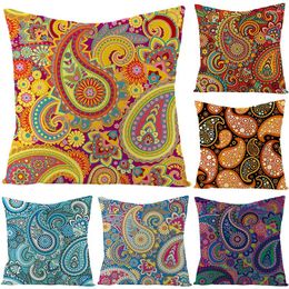 Pillow Bohemian Cashew Flower Printed Throw Pillowcase Geometric Pattern Cover For Home Decorative Linen 45x45cm