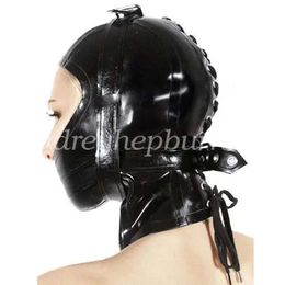 100% New Latex Rubber Hood With Zipper All fetish Party Cosplay Size XS-XXL Catsuit Costumes Catsuit Costumes