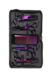 7quot Purple Professional 6PCSPet Grooming Scissors Shears Kit Dog Hair Curved Trimmer Pet Hairdressing Beauty Accessories8069239