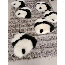 Carpets Lovely Panda Wool Cushion Winter Warm Thickened Chair Pad Fur Living Room Bedroom Small Carpet Doorway Floor Mat