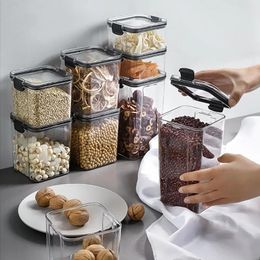 Storage Bottles Transparent Square Food Box Household Sealed Container Plastic Kitchen Organiser