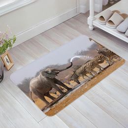 Carpets Africa Elephant Grassland Floor Mat Entrance Door Living Room Kitchen Rug Non-Slip Carpet Bathroom Doormat Home Decor