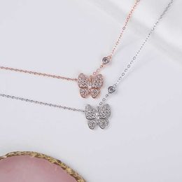 Designer Necklace Vanca Luxury Gold Chain S925 Silver Butterfly Necklace Full Diamond Fairy Full Sweet Little Fairy Collar Chain Jewellery