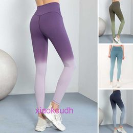 AAA Tasarımcı Lul Rahat Kadınlar Spor Yoga Pantolon Degriyanı Tek Parça Yok Garmesslik Konu Çift Taraflı Fırçalı Fitness Şeftali Kalça İnce Fit