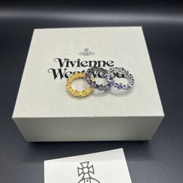 Brand Westwoods conjoined small Saturn ring new full diamond light luxury style versatile and personalized bracelet Nail