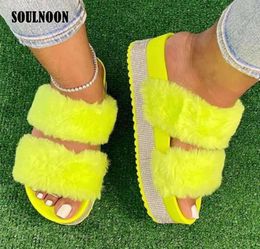 Rhinestone Slippers Women y Slides White Pink Platform ry Slipper Female Flip Flops Summer Ladies Sandals Q05087764171