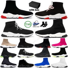 Original Designer Socks Shoes Men Women Graffiti White Black Red Beige Pink Clear Sole Lace-up Speed Runner Trainers Flat Platform Sneakers Casual Chaussure