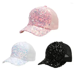 Ball Caps Eye Catching Full Sequins Baseball Adjust Head Size Mesh Hat Cycling Climbing Travel Visors For Girl Woman