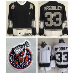 Vin 1993 Stanley Cup 100th Marty McSorley Hockey Jersey Vintage Classic Mens 33 Stitched Jersey Black White Shirts A Patch