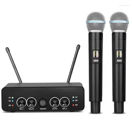 Microphones Echo Delay Wireless Microphone 2 Handheld UHF Adjustable Frequency Dynamic Mic For Karaoke Party KTV Shcool