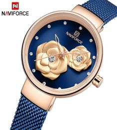 NAVIFORCE Women Watch Top Brand Rose Gold Blue Quartz Ladies Watches Steel Mesh Waterproof Wristwatch for Girl Relogio Feminino 203825559