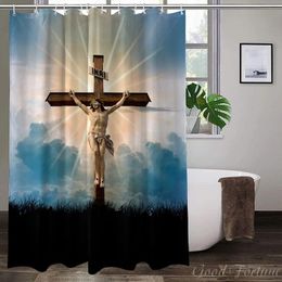 Shower Curtains Cross Christ Faith God Jesus Funny Bathroom Set Polyester Waterproof Bath With 12 Hooks