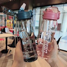 Water Bottles 800ml Sports Bottle With Straw Plastic Scale Leak Proof Drinking For Outdoor BPA Free Drinkware