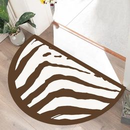 Carpets Drop Semicircle Non-Slip Door Mat Floor Mats Rug For Living Room Bedroom Machine Washable Zebra Pattern