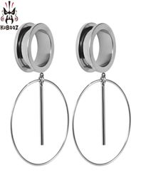KUBOOZ Ear Piercing Gauges Stainless Steel Dangle Plugs Tunnels Body Jewelry Expander Stretcher Fashion Earrings Jewelry 2PCS4155013