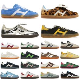 2024 classic casual shoes for men women platform designer sneakers Wales Bonner Shoes Leopard Print velvet green suede leather mens womens outdoor sports trainers
