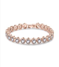 Roma Bracelet Clsssical Luxury Jewellery 18K WhiteRose Gold Filled Round Cut CZ Crystal Diamond Promise Cool Women Bracelet For Lov8329566