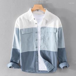 Men's Casual Shirts Designer Long-sleeve Cotton Brand For Men Trend Patchwork Comfortable Tops Clothing Camisa Masculina Drop-Ship