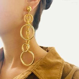 Dangle Earrings 2024 Creative Long Hollow Round Pendant For Women Niche Design Versatile Ladies Tassel Jewellery Wholesale