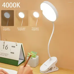 Table Lamps Portable Clip-on Book Light LED Reading Lamp USB Rechargeable 3-gear Dimming Desk Eye Protection Bedroom Dorm