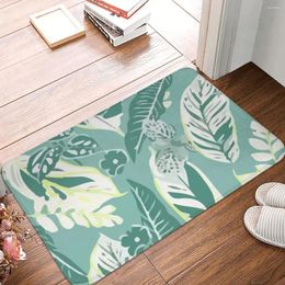 Carpets Retro Tropical Leaves Foliage Polyester Doormat Rug Carpet Mat Footpad Anti-slip Water Oil ProofEntrance Kitchen Bedroom Balcony