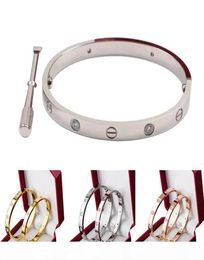 2019 Size 1621cm Fashion New rose gold 316L stainless steel screw bangle bracelet with screwdriver and original box screws ne8001833