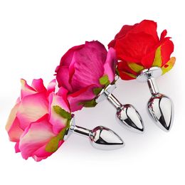 est Rose Flower Anal Plug Stainless Steel Butt Plug Anus Expander Prostate Massage Erotic Products Sex Toy for Women Couples 240511