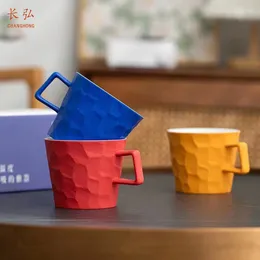 Mugs Geometric Design Mug High Beauty Couple Ceramic Cup Coffee Water Women's Hand Made