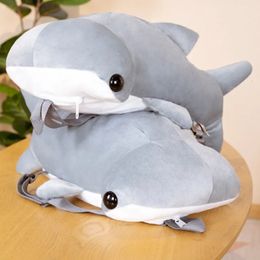 ハンマーヘッドサメ幼稚園ぬいぐるみバックパックロールプレイおもちゃ詰め物動物バッグかわいい子供ハンドバッグ240509