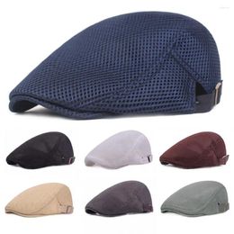 Berets Men Women Beret Cotton Mesh Hollow Flat Cap Golf Driving Cabbie Sboy Breathable Gatsby Retro Ivy Hat Painter Caps