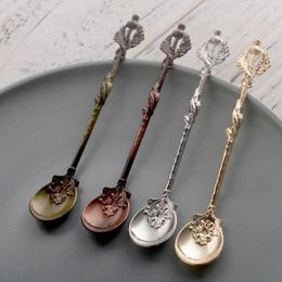 Coffee Scoops Mini Royal Style Alloy Spoons Forks Vintage Metal Carved Fruit Dessert Cutlery Fork Tea Ice Cream Spoon Kitchen Flatware