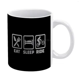 Mugs MTB White Mug Ceramic Creative Eat Sleep Ride Live To Mountain Bike Vintage Evolution Of