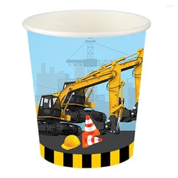 Disposable Cups Straws Children's Play Car Cardboard Latte Cup With Black Lid Office Home Birthday Christmas Party Water Tea Espresso Noel