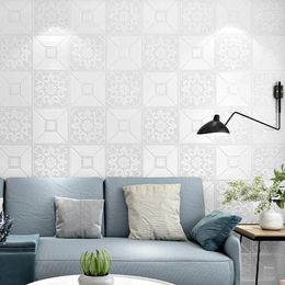 Wallpapers Imitation Soft Bag Wallpaper Geometric Bedroom Living Room Entrance Non-self-adhesive White 3D Stereo Grid Wall Paper Stickers